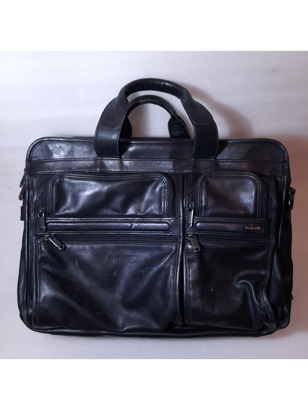 Tumi Alpha 2 Laptop Briefcase bag Black Napa Leather 96160D4 Computer distressed